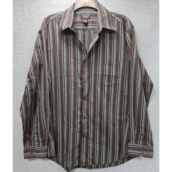 Alexander Julian Colours Striped Button Down Shirt Size Large - Picture 1 of 4